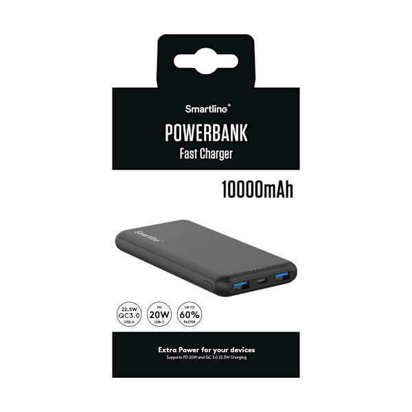 Smartline Powerbank Fast Charge 10000 mAh Musta