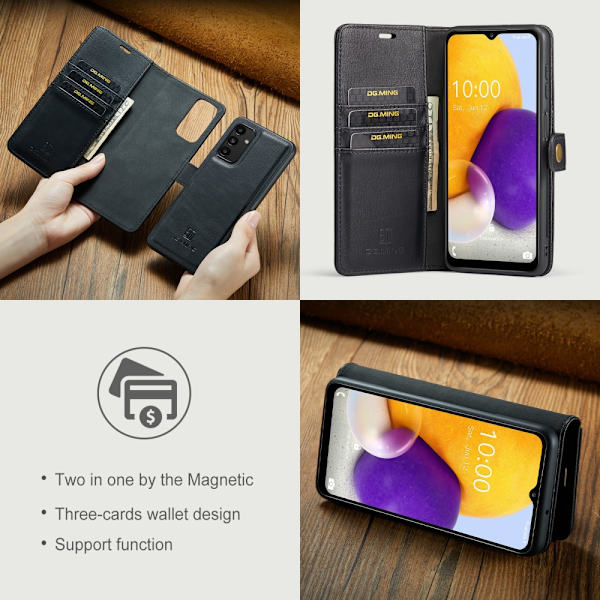 DG.MING 2-in-1 Magnet Plånbok Samsung Galaxy A13 Musta