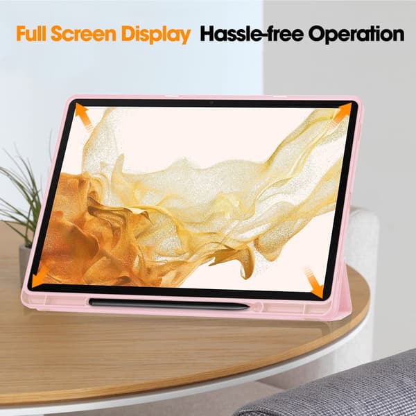 Samsung Galaxy Tab S10 Plus Etui Tri-Fold Med Pen-holder Rosa