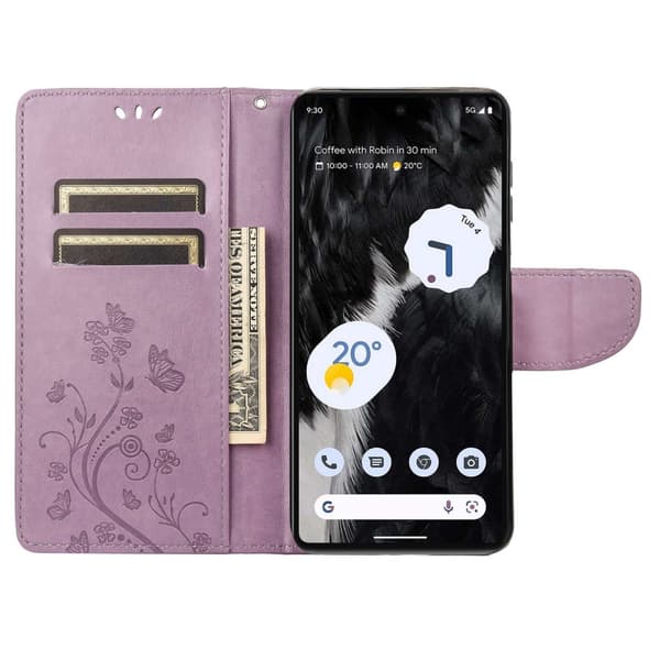 Läderfodral Fjärilar Google Pixel 7 Lila