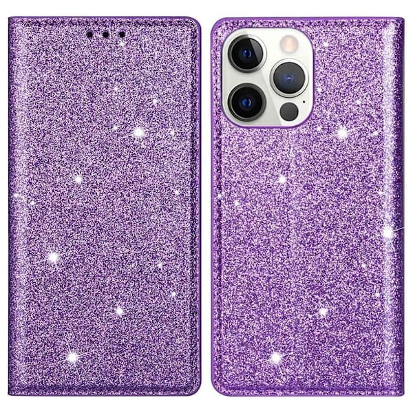 Kimalteleva lompakkokotelo iPhone 14 Pro Max - Lila