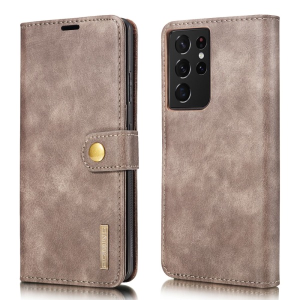 DG.MING 2-in-1 Magnet Wallet Samsung Galaxy S21 Ultra Brown