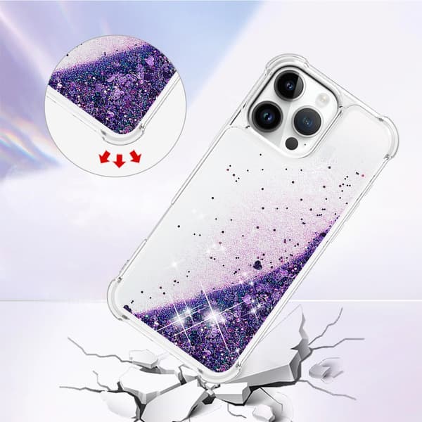 Glitter Bling TPU Skal iPhone 16 Pro Max Lila