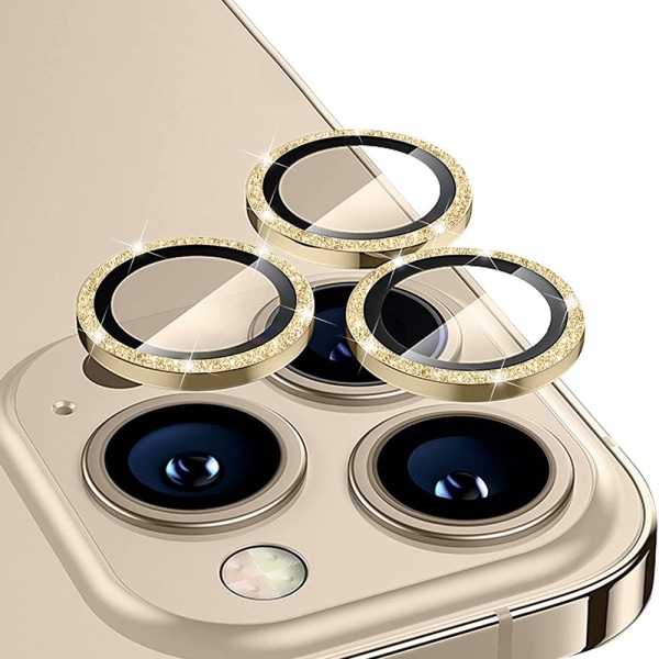 Hat Prince Glitter Linssinsuoja iPhone 15 Pro/15 Pro Max Gold