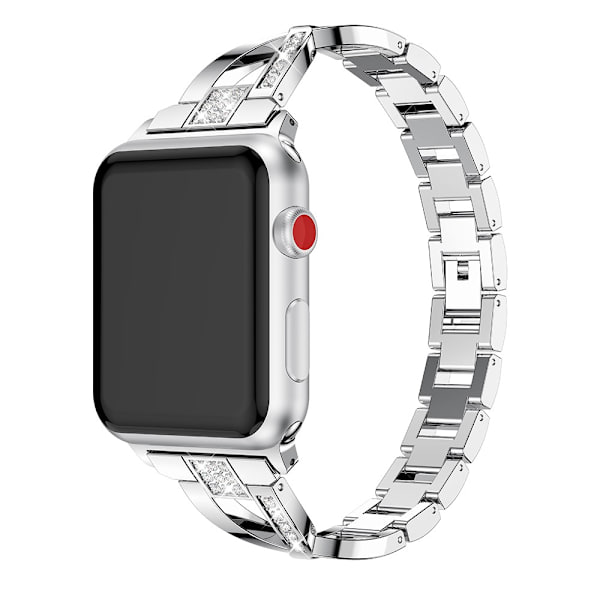 Rhinestone Krystalarmbånd Apple Watch 45mm Series 9 Sølv