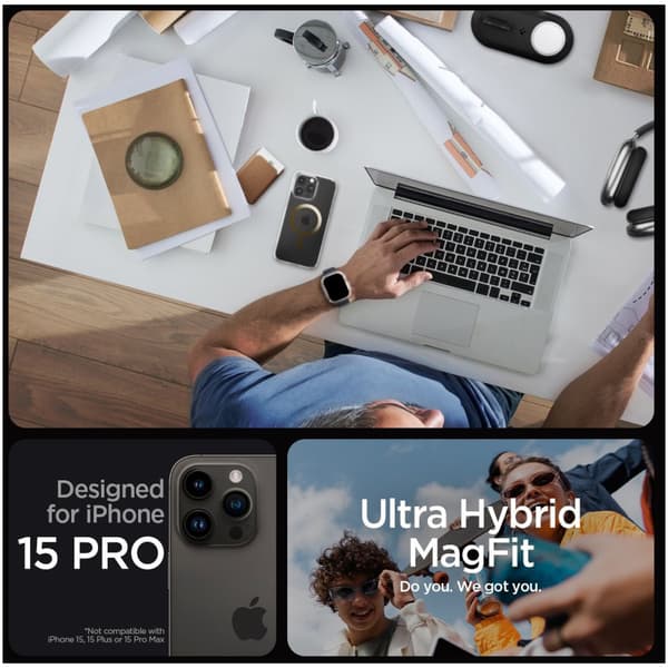 Spigen Ultra Hybrid MagSafe Skal iPhone 15 Pro Guld