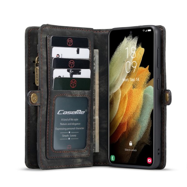 CaseMe-lompakkokotelo, monipaikkainen Samsung Galaxy S21 Plus musta