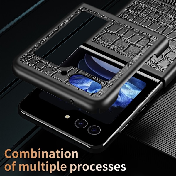 Samsung Galaxy Z Flip 6 Krokodillemønster Sort