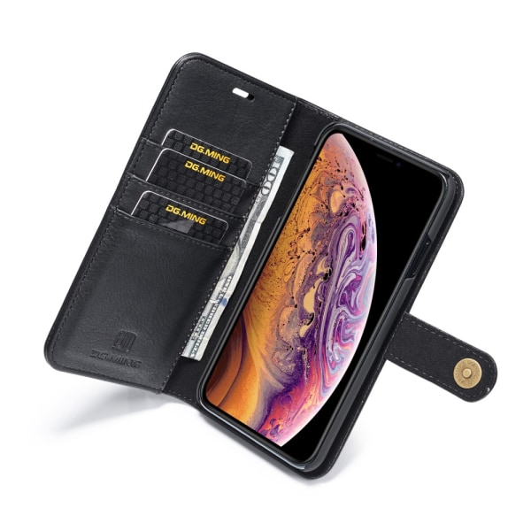 DG.MING 2-in-1 Magnet Wallet iPhone X/XS Musta