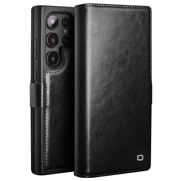 Qialino nahkainen lompakkokotelo Samsung Galaxy S24 Ultra Black