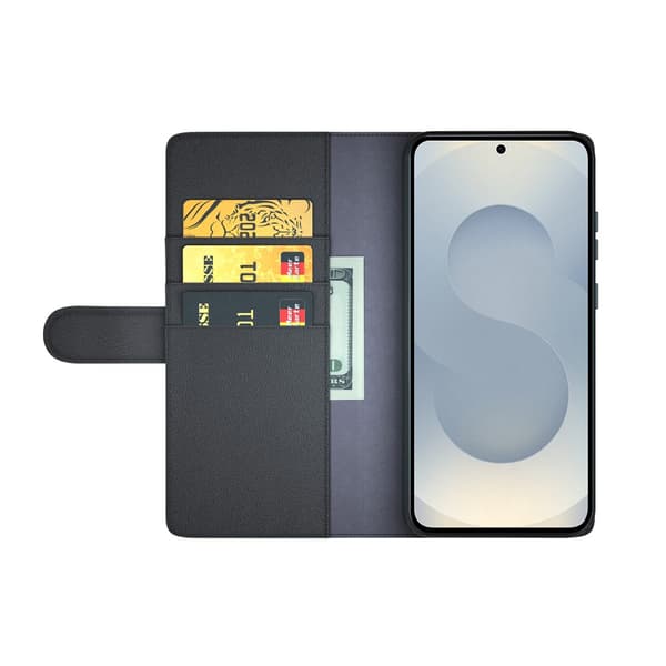 Ægte Læderetui Samsung Galaxy S25 Edge Sort
