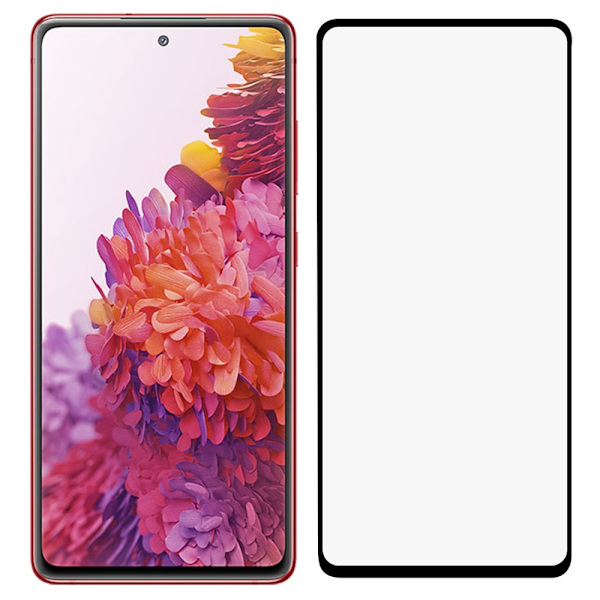 Samsung Galaxy S20 FE:lle tarkoitettu kattava näytönsuoja, karkaistu lasi, musta