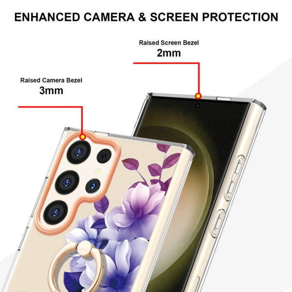 Etui med ringholder Samsung Galaxy S24 Ultra Purple Flowers