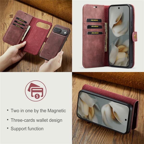 DG.MING 2-in-1 Magnet Wallet Google Pixel 10 Punainen