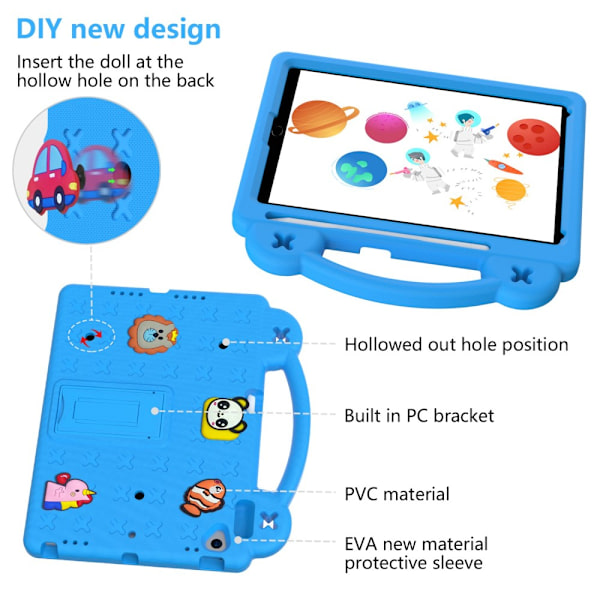 Stødsikkert EVA-cover til iPad 10.2 9. generation (2021) Kickstand Blå