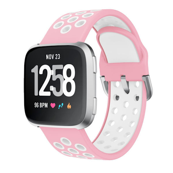Fitbit Versa/Versa 2 -urheiluranneke, vaaleanpunainen/valkoinen