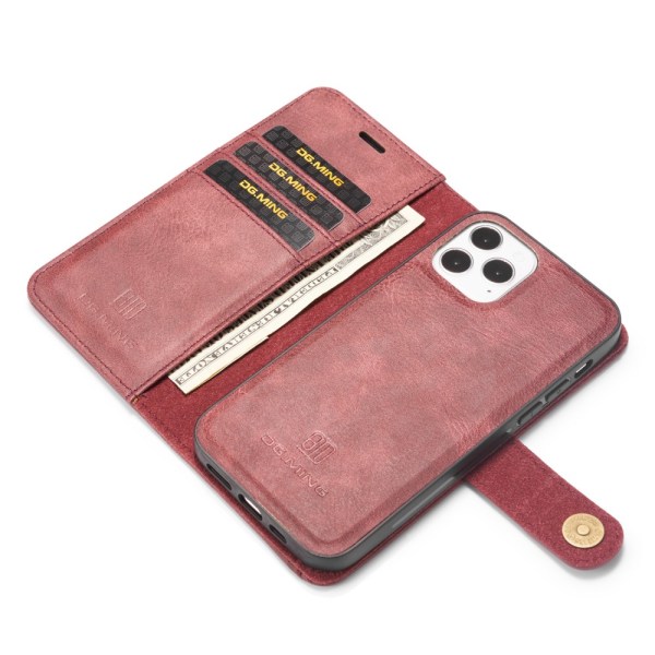 DG.MING 2-i-1 Magnet Wallet iPhone 12/12 Pro Rød