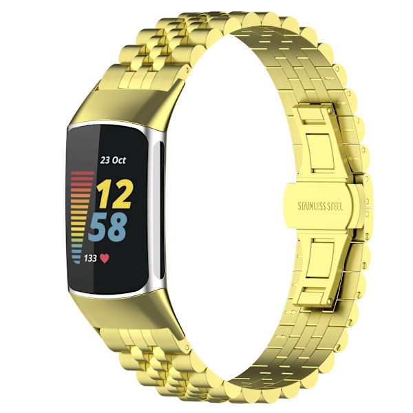 Metallarmband Fitbit Charge 6 i Fjärilsspänne Guld
