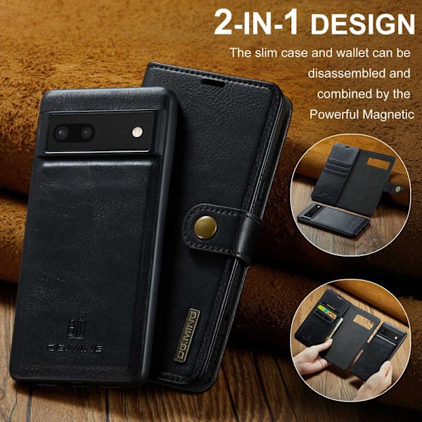 DG.MING 2-in-1 Magnet Wallet Google Pixel 7 Black
