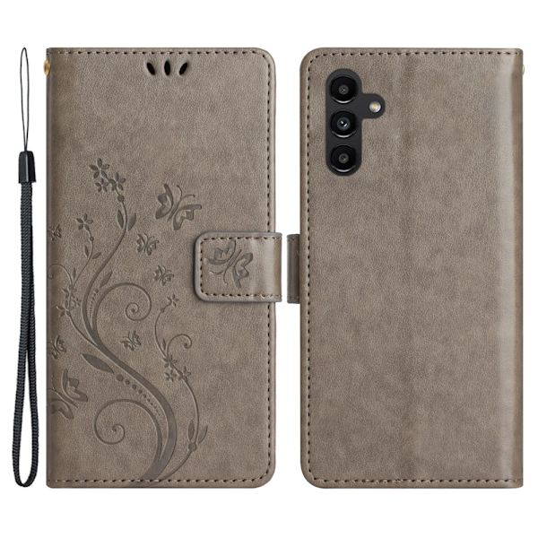 Läderfodral Fjärilar Samsung Galaxy A54 Grå
