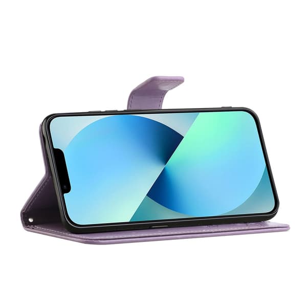 Læderetui Sommerfugle iPhone 15 Pro Lilla