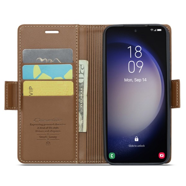 CaseMe Slim Plånboksfodral RFID-skydd Samsung Galaxy S24 Plus Br