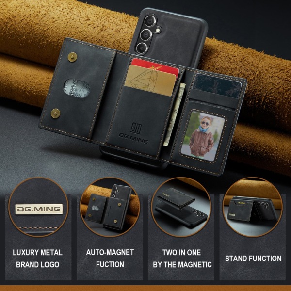 DG.MING 2 i 1 Magnetisk Kortlomme Etui Samsung Galaxy S23 FE Sort