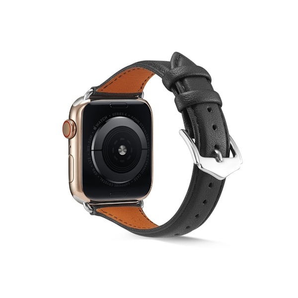 Smalt Læderarmbånd Apple Watch Ultra 2 49mm Sort