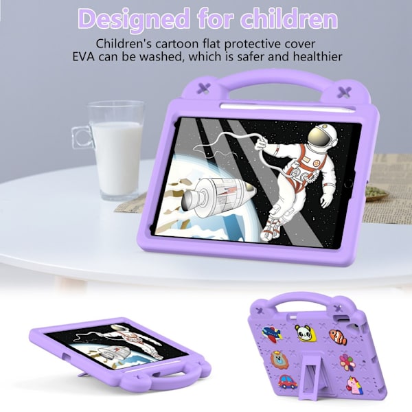 Kestävä EVA-kuori iPad 10.2 8th Gen (2020) -jalustalla - Lila