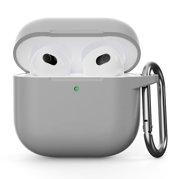 Silikonskal Med Karbinhake Apple AirPods 4 Grå