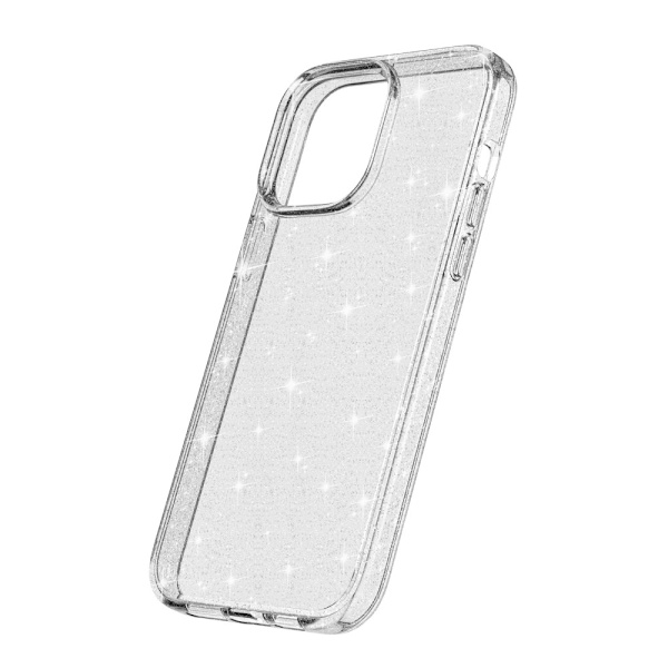 iPhone 15 Pro -kuori, läpinäkyvä glitter