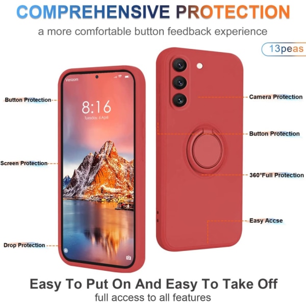 Samsung Galaxy S23 Skal Med Ringhållare Röd