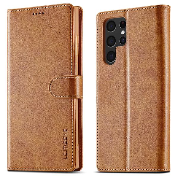 LC.IMEEKE Lompakkokotelo Samsung Galaxy S22 Ultra Cognac