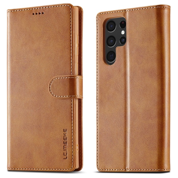 LC.IMEEKE Plånboksfodral Samsung Galaxy S22 Ultra Cognac