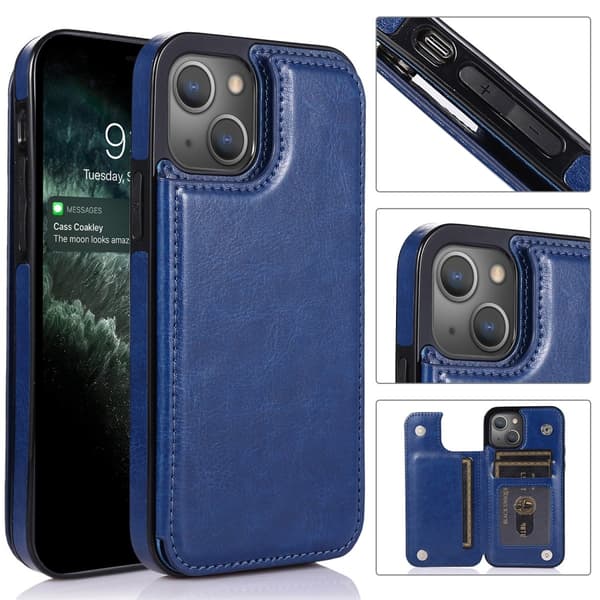 iPhone 14 Plus -kotelo lompakolla, sininen