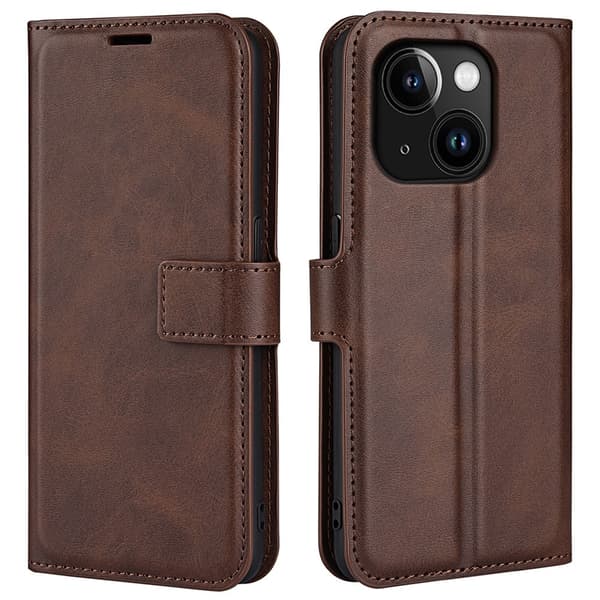 iPhone 15 Wallet Läder Brun