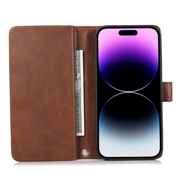 Plånboksfodral Multi-Slot iPhone 15 Pro Brun