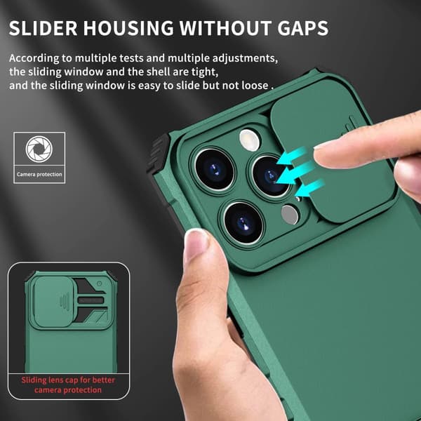 Kickstand-kuori iPhone 14 Pro Max - Kameransuojaus Vihreä