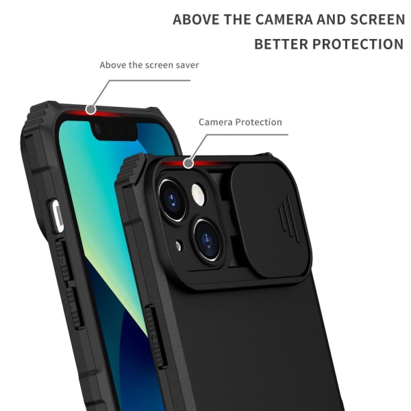 Kickstand Cover iPhone 14 Plus Kamerabeskyttelse Sort