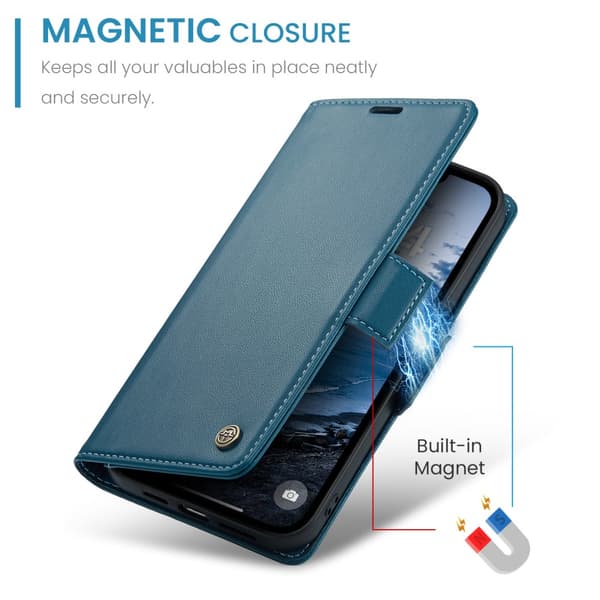 CaseMe Slim Plånboksfodral RFID-skydd iPhone 16e Blå