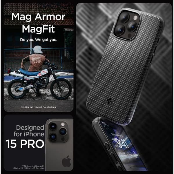 Spigen iPhone 15 Pro Skal MagSafe Armor Svart