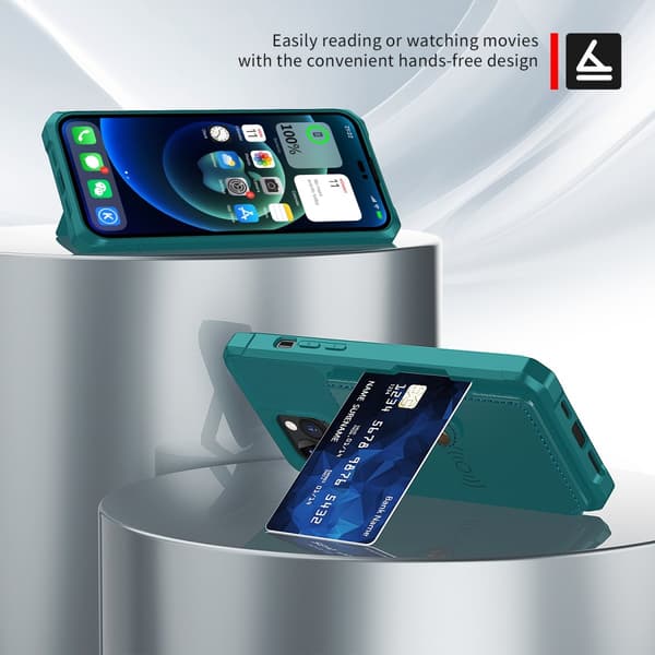 Monikäyttöinen lompakkokotelo iPhone 14 Pro Max - Vihreä