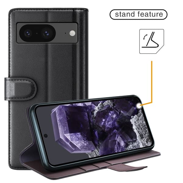 Ægte læderetui Google Pixel 8 Sort