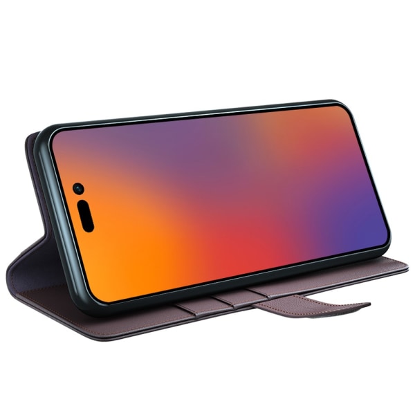 Ægte læder etui iPhone 14 Pro Max Brun