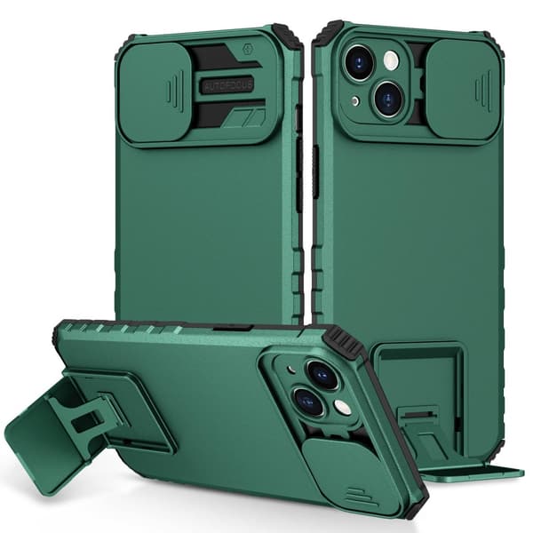 Kickstand-kuori iPhone 14 Plus - Kameransuojaus Vihreä