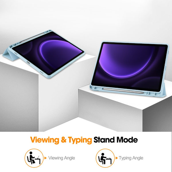 Samsung Galaxy Tab S9 FE -kotelo Tri-Fold kynätelineellä, sininen