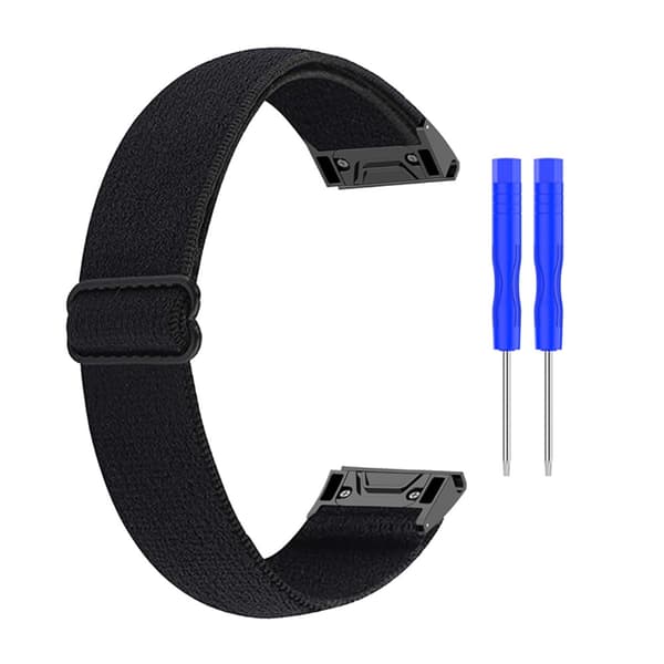 Elastiskt Nylonarmband Garmin Fenix 6X Pro Svart
