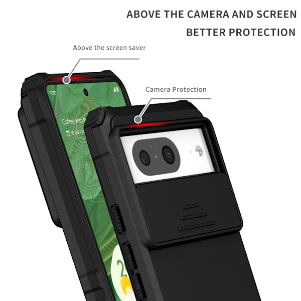 Kickstand Skal Google Pixel 8 Kameraskydd Svart