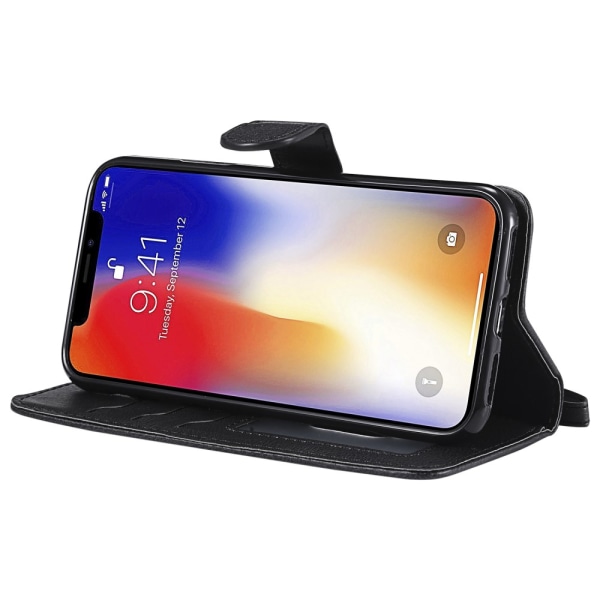 Magnetisk læderpung iPhone XS/X Sort
