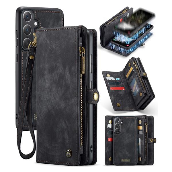 CaseMe Multi-Slot 2 i 1 Plånboksfodral Samsung Galaxy A35 Musta